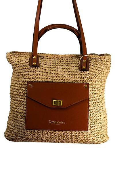 Borsa Simò Sastre rafia intrecciata e 100% pelle