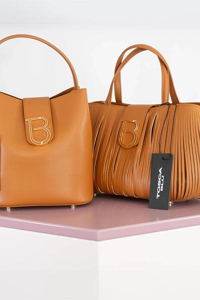 Borsa secchiello Tosca Blu in tela cuoio
